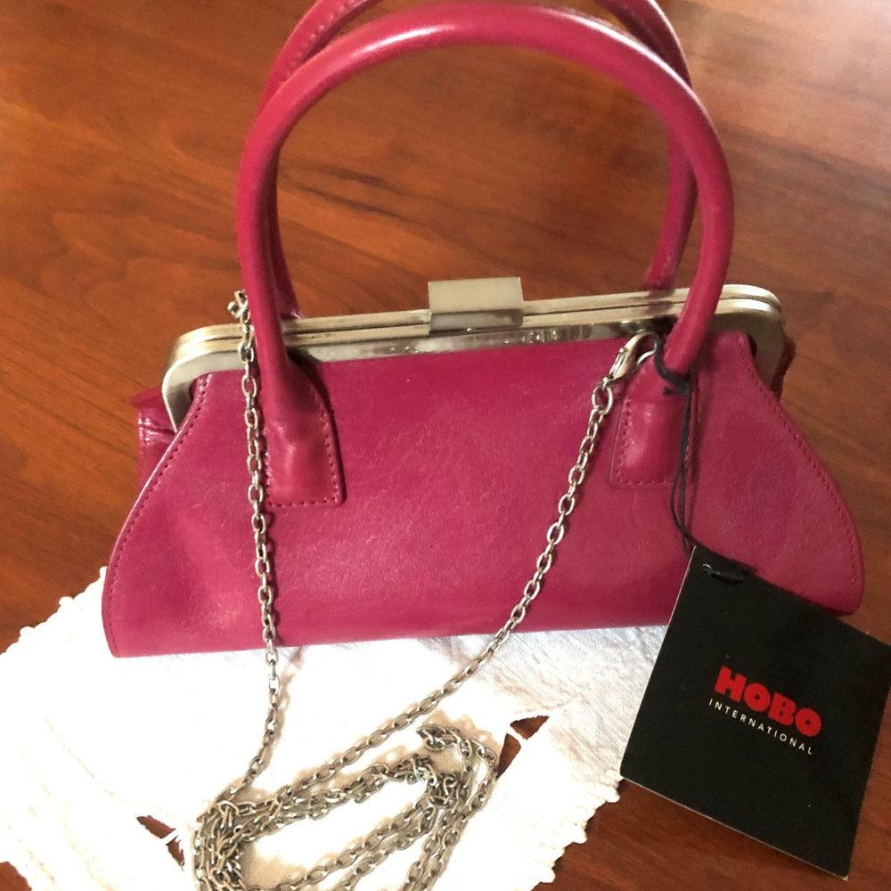 HOBO PURSE! Chic magenta pink tone. Adorable! Detachable silver-tone str…